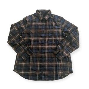 Muji Plaid Cotton Flannel Botton Down Shirt, Size XL (Japanese sizing)